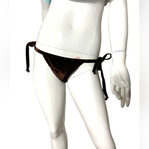 Chloe Rose sun soaked micro in brown velvet string bikini bottoms Large nwt boho